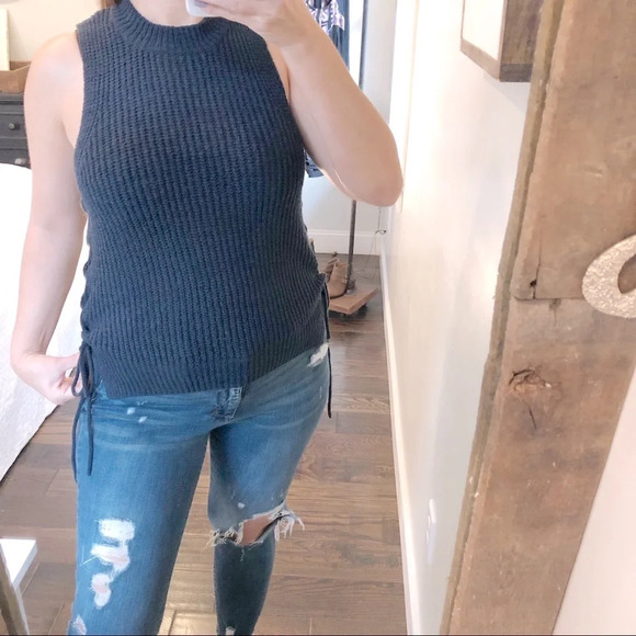 Atmosphere size 6 Navy blue side lace up sweater - Picture 4 of 9